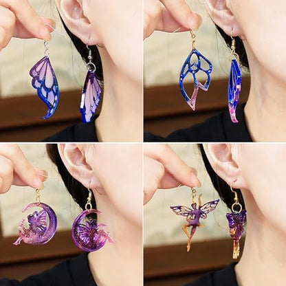104Pcs Geometric Resin Earring Molds Kit, Wing Angel Shaped Earrings Silicone Mold for Epoxy Resin Dangle Drop Jewelry Molds Making Kit with 100 Earring Hook for Earrings Necklace Pendants (Wing) - color: Wing
