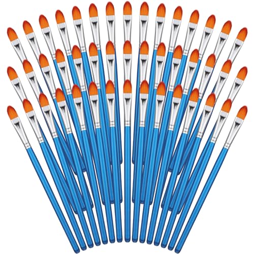 Sherr 48 Pcs Paint Brush Set Bulk Acrylic Brush Wood Paint for Detail Art Crafts Kids Artist Adult Watercolor Oil Face Body(0.7 Inch,Filbert Style) - color: Filbert Style, size: 0.7 Inch