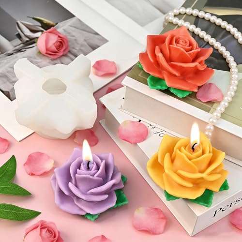 Rose Candle Molds, Bloom Large Rose Flower Candle Molds - color: 1 Pcs Large Rose Silicone Molds