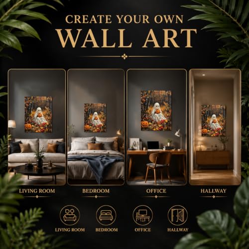 HITO Halloween Paint by Numbers Kit for Adults Ghost 16x20 Inch Frameless - color: Ghosts and Pumpkins
