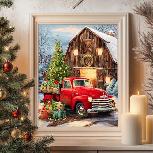Reivworl Christmas Paint by Numbers Kit for Adults Beginner 16×20 inch | Christmas Paint by Number Kits 16×20 inch, Crafts on Canvas with Gifts. - color: 20-Truck