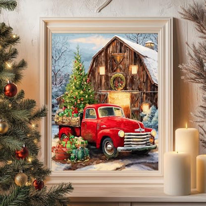 Reivworl Christmas Paint by Numbers Kit for Adults Beginner 16×20 inch | Christmas Paint by Number Kits 16×20 inch, Crafts on Canvas with Gifts. - color: 20-Truck