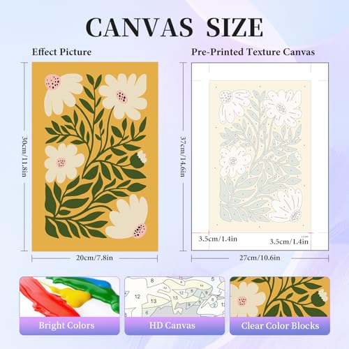 Okarina 6 Pack Paint by Numbers Kit for Adults & Beginners, Flower Designs | Paint by Number Kits on Canvas without Frame, 8x12 Inch, DIY Painting Kit for Home Wall Decor, Gifts for Women & Men - color: OP6NFUS2504-05
