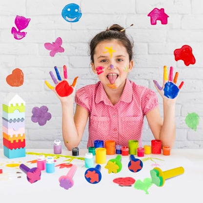 12Pcs Paint Stamps for Kids, Sponge Brushes for Painting | EVA Foam Stamps for Early Learning Finger Paint Drawing Crafts and DIY - style: 3F-StamperSponge12PCS