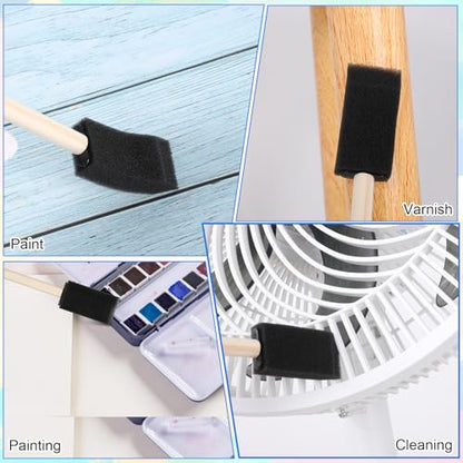 Foam Paint Brushes, 5Pcs 1" Sponge Brushes for Painting Wood Handle Sponge Paint Brush for Staining, DIY Craft, Varnishes Painting and Cleaning