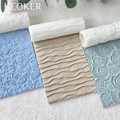 Keoker Ocean Wave Texture Roller for Polymer Clay, 1pc Summer Polymer Clay Texture Roller - color: A Color