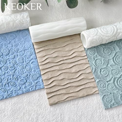 Keoker Sea Spiral Shell Texture Roller for Polymer Clay, Summer Polymer Clay Texture Roller - color: C Color
