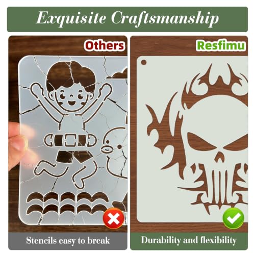 Skull Pirate Flame Stencils for Crafts Reusable 12Pcs Art Painting Stencil - color: Skull 4