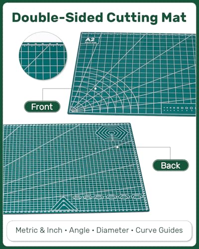 Self Healing Cutting Mat, 17" x 23", Double-Sided Rotary Cutting Mat for Sewing, Quilting, Scrapbooking & Craft, Large Craft Cutting Board for Hobby Use(A2) - size: 23"L x 17"W