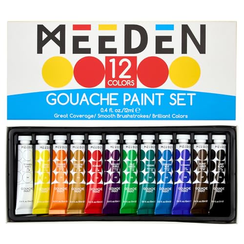 MEEDEN Gouache Paint Tube Set: 12 x 12ml (0.4 oz) Colors Art Paint | Non-Toxic Gouache Tubes for Artists Students Beginners - Rich Pigment Art Supplies for Paper & Canvas Painting - color: 12 Colors