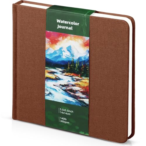 5.5in Watercolor Sketchbook Journal Square Watercolor Notebook Brown - color: Brown, size: 5.5x5.5 in