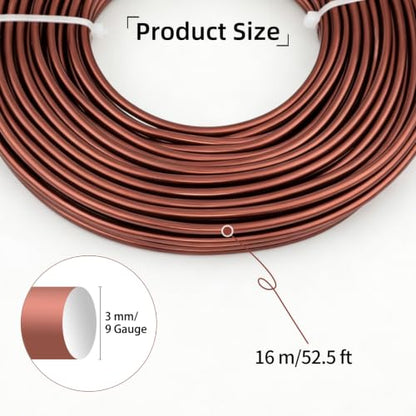 9 Gauge Aluminum Craft Wire, 52.5FT Bendable Armature Wire for Sculpting, Jewelry Making, DIY Crafting, Doll Making, Modelling, Bonsai Training(Copper Brown) - color: Copper Brown