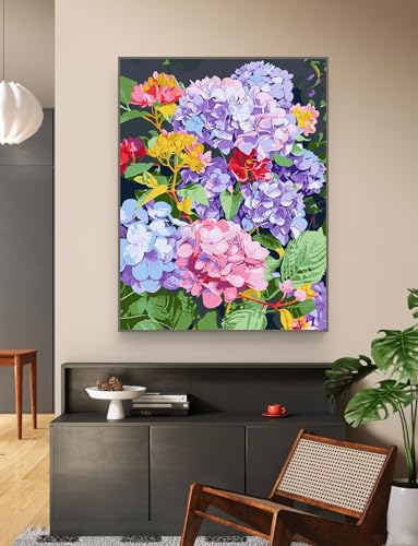 ZRIZQ Paint by Numbers Kit for Adults Beginners,Floral DIY Painting Set,Relaxing Creative Craft Activity,16x20 Inch-Flowers 17 - color: 16"X20"Rolled Canvas(Frameless)-Flowers 17