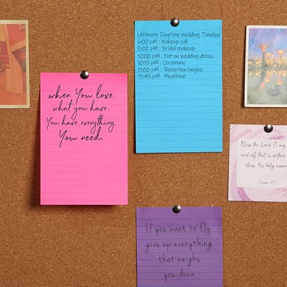 Mr. Pen- Lined Sticky Notes, 4" x 6", 6 Pads, 45 Sheets/Pad | Sticky Notes with Lines, Ruled Post Stickies, Memo Pads, Self-Stick Note Pad for Office, School, Home, Study - color: Vibrant, size: 4 x 6 inches, 6 Pads