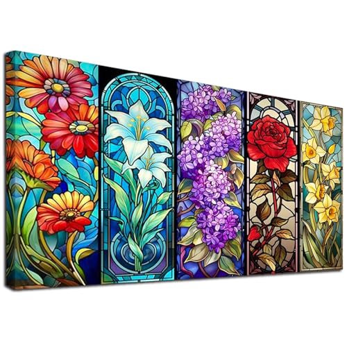 JATOK Large Diamond Art Kits for Adults, Full Round Drill Flowers 5D Diamond Painting Kits for Beginners, DIY Gem Art Crafts Picture for Gift Home Wall Decor, 40x70cm/15.7x27.5inch - color: Sapphire