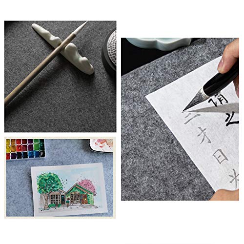 Chinese Calligraphy Drawing Felt Mat, Sumi Xuan Paper Painting Felt Desk Pad for Practice Calligraphy Traditional Chinese Painting (80 x 120 cm), Grey