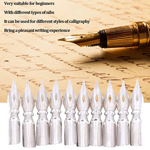 Pssopp 10PCS Calligraphy Pen Nib, Oblique Calligraphy Dip Pen Set Comic Pen Nib Replacement Nibs for Writing Painting Signing Pens[B10*10] - color: B10*10