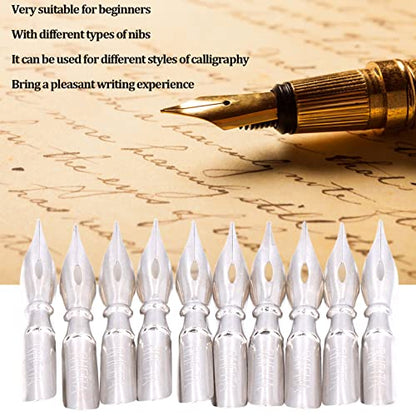 Pssopp 10PCS Calligraphy Pen Nib, Oblique Calligraphy Dip Pen Set Comic Pen Nib Replacement Nibs for Writing Painting Signing Pens[B10*10] - color: B10*10