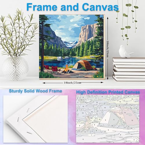 Artunion Framed Paint by Numbers Kit for Adults Beginners & Kids Ages 8-12,Camping National Parks Paint by Number with Frame,Landscape Paint by Numbers Kit on Canvas 10 * 10 Inch Without Easel - color: ZXT-270-F