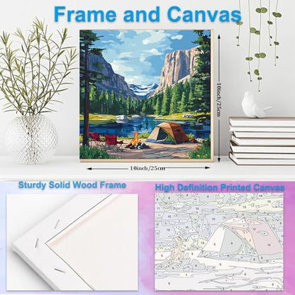 Artunion Framed Paint by Numbers Kit for Adults Beginners & Kids Ages 8-12,Camping National Parks Paint by Number with Frame,Landscape Paint by Numbers Kit on Canvas 10 * 10 Inch Without Easel - color: ZXT-270-F