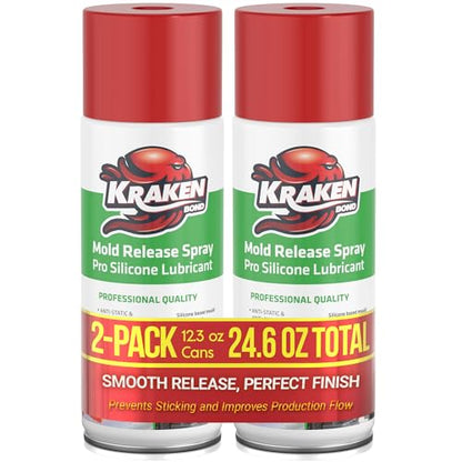 Kraken Bond Silicone Mold Release Spray - (2x12.3 oz) High Temperature Mold Release Agent for Epoxy Resin Lubricates Protects and Renews Anti-Static & Anti-Corrosive, 2 Pack - size: 2 Pack