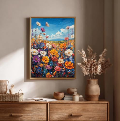 CRZMODE Wildflowers Diamond Art Kits for Adults,Flowers Diamond Painting Kits for Adults Beginners,5D DIY Round Full Drill Gem Art Paint by Diamonds Dots Crafts Kits for Home Decor Gift 12x16inch - color: Wildflowers(12X16")
