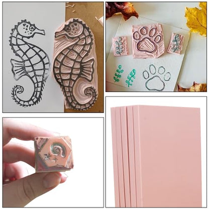 25 Pcs 4"x6" Rubber Linoleum Stamp Carving Blocks for Printmaking, Linocut Artists, Crafts - Light Pink by KUKLIPJIM - color: 25 Pcs 4"x6" Light Pink, size: 25 Pcs 4"x6"