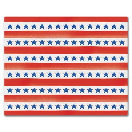 CounterArt Stars & Stripes 3mm Tempered Glass Cutting Board 12" x 15" | Serving Board, Charcuterie Board - color: Stars & Stripes