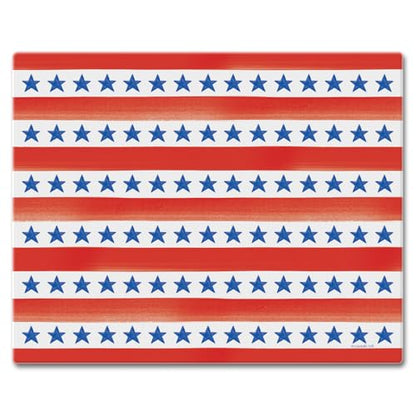CounterArt Stars & Stripes 3mm Tempered Glass Cutting Board 12" x 15" | Serving Board, Charcuterie Board - color: Stars & Stripes