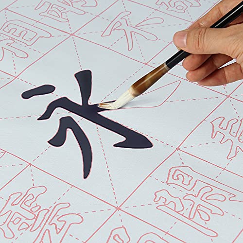 Chinese Calligraphy Set Rewritable Water Writing Cloth Fabric with Brush Rack and Water Dish Quick Drying Fabric Cloth Paper for Beginners Practice Set (5 Items)
