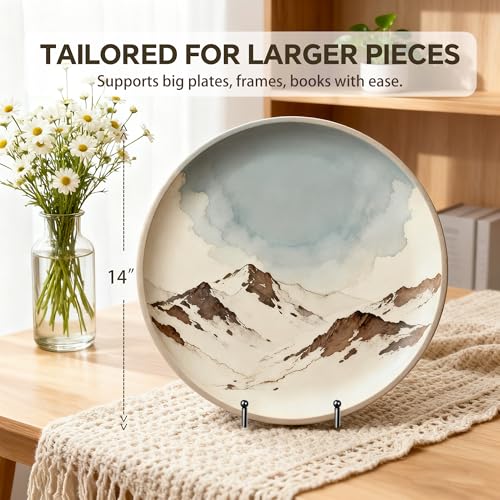 Artliving Metal Plate Stands for Display - 8-Inch Tabletop Holder for Decorative Plates, Picture Frames, Cookbooks, Plaques - Black Iron Display Easels - 2 Pack - size: 8“（2 pack）