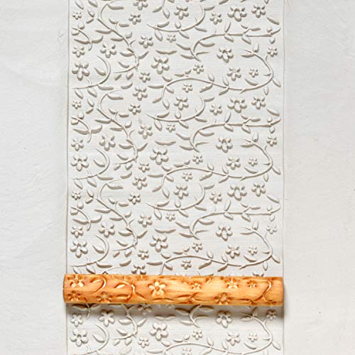MKM Pottery Tools Wood Twig Rollers for Clay (TW-12 Vines and Flowers) - color: TW-12 Vines and Flowers