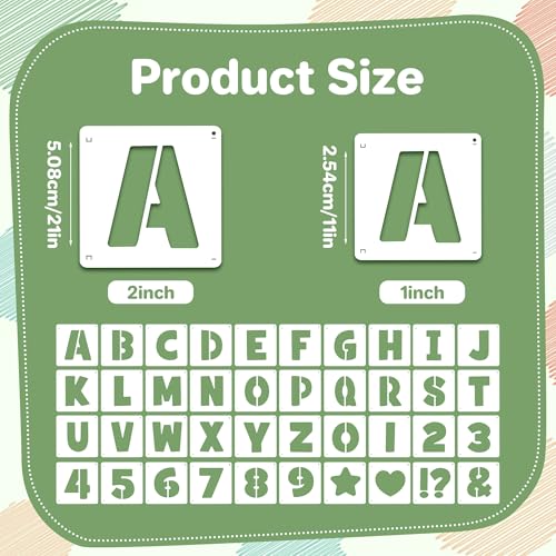 80Pcs Letter Stencils Reusable Alphabet and Number Stencil,1Inch&2Inch | Small Stencil Letters for Crafts,Letter Drawing Stencils,on Wall,DIY Art Project,Rock,Fabric,Chalkboard - size: 1Inch&2Inch