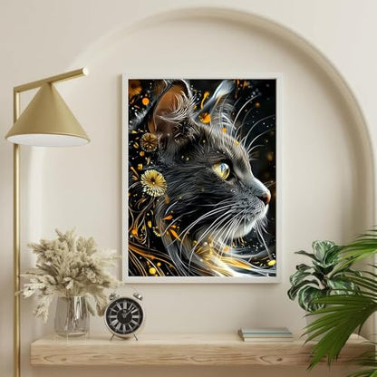 Black Cat Diamond Art Kits for Adults, 5D Diamond Painting 12X16 Inch - color: cat 04