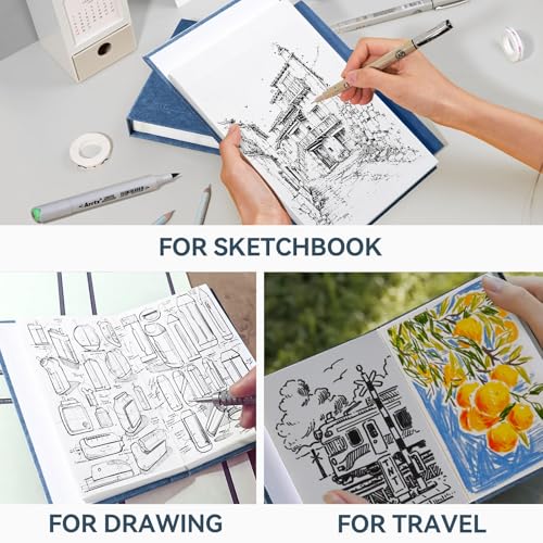 Arrtx Premium A6 Sketchbook, 60 Sheets, 5.8 x 4.1 Inches | 180 GSM acid-free paper, 120 pages, hardcover, portable artist sketch journal for drawing, illustration and travel - size: A6