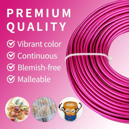 9 Gauge Aluminum Craft Wire, 52.5FT Bendable Armature Wire for Sculpting, Jewelry Making, DIY Crafting, Doll Making, Modelling, Bonsai Training(Hot Pink) - color: Hot Pink