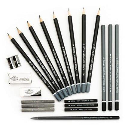 Royal & Langnickel RART-200 Essentials Sketching Pencil Set, 21-Piece - color: Multicoloured