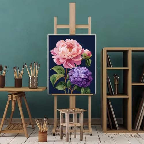 Natuyalo Flowers Paint by Numbers Kits for Adults, Pink and Purple Flowers Painting by Numbers Kits for Beginner, Adult Acrylic Kits on Canvas Home Wall Decor 16x20 inch - color: Color-05