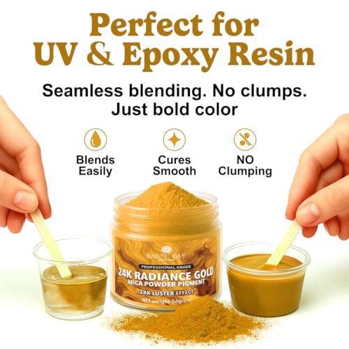 BALTIC DAY 24K Radiance Gold Mica Powder 2 oz (56g) – Metallic Gold Pigment for Epoxy Resin, Soap Making, Candle Dye, Slime, Nail Art, Bath Bombs, Acrylic Pouring & Crafts - color: Gold