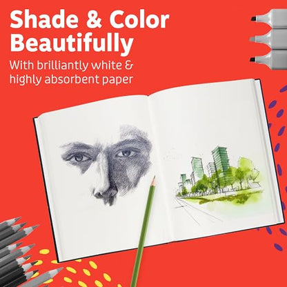 Artlicious Hardcover Sketch Book 2 Pack, 5.5" x 8" Black Drawing Books, 110 Sheets Each, 120 GSM Acid-Free Paper, Hardbound Sketchbooks for Pencil, Graphite, Charcoal & Pen