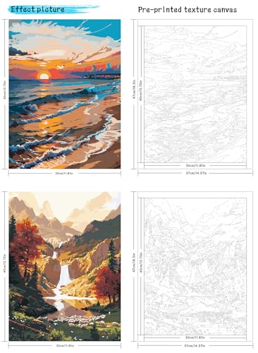 QUITEDEW Paint by Numbers Kit for Adults Beach,2 Pack Paint by Number Kits for Adults,Mountain Oil Painting in Colorful Box Art Crafts for Home Decor 11.8x15.7 Inch. - color: D4-scenery