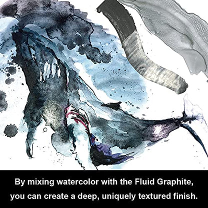 Kuretake Painting Ink, for dip Pen, Brush, Liquid, Paste, Artist, Non Toxic Paints, Illustration, Lettering, Drawing, Writing, Made in Japan (Graphite)
