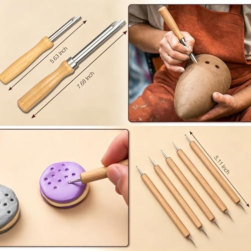 Amrules 38 Pcs Polymer Clay Sculpting Tools Kit for Adults, Light Yellow - color: Lightyellow-38Pcs