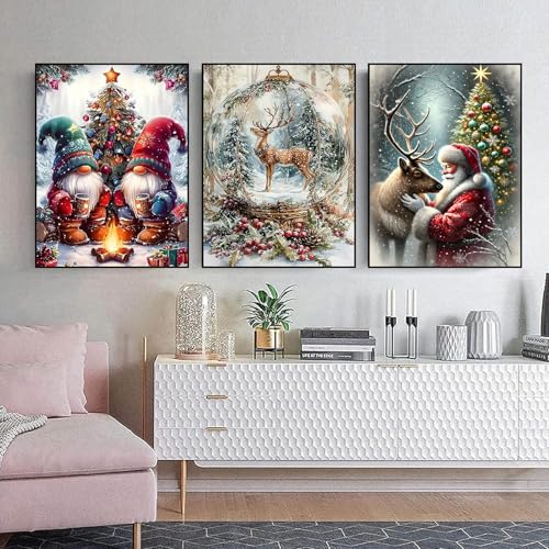 mrpwnle 3 Pack Diamond Art Kits for Adults Christmas Diamond Painting Kit - color: 3 Pack Christmas, size: 11.8x15.7in(30x40cm)