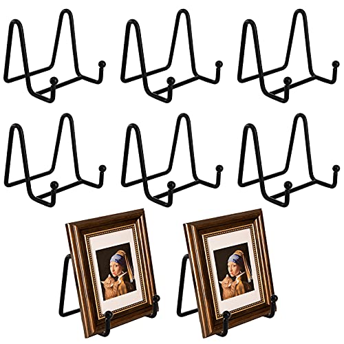 Hedume 8 Pack 3 Inch Iron Display Stand, Black Metal Easel Plate Display Photo Holder Stand, Picture Frame Holder Stand for Photo Easel, Decorative Plate, Book