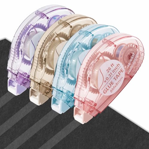 MARCADORUS Glue Tape for Scrapbooking, Double Sided Tape Roller 106Ft Total | 4-Pack_26Ft x 0.31In Tape Runner, Adhesive for Photos, Card Making, Paper Crafts, School, Journaling & Scrapbooking Supplies - size: 26 Ft x 0.31 In : 4 Pack