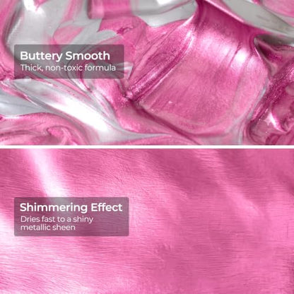 Nicpro Metallic Pink Acrylic Paint, 8.45oz/250ml Pearlescent Rose Shimmer | Large, Non Toxic, Non Fading Craft Paints for Metal, Wood, Clay, Fabric, Canvas, Ceramic, Furniture, Handcrafts - color: Metallic Rose Pink, size: 8.45 Fl Oz (Pack of 1)