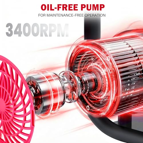 2 Gallon Quiet Oil Free Air Compressor With Air hose, Only 68dB, 1.2HP