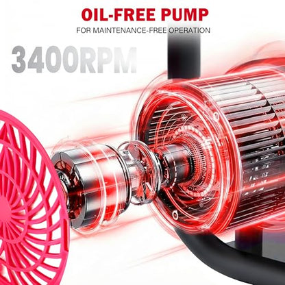 2 Gallon Quiet Oil Free Air Compressor With Air hose, Only 68dB, 1.2HP