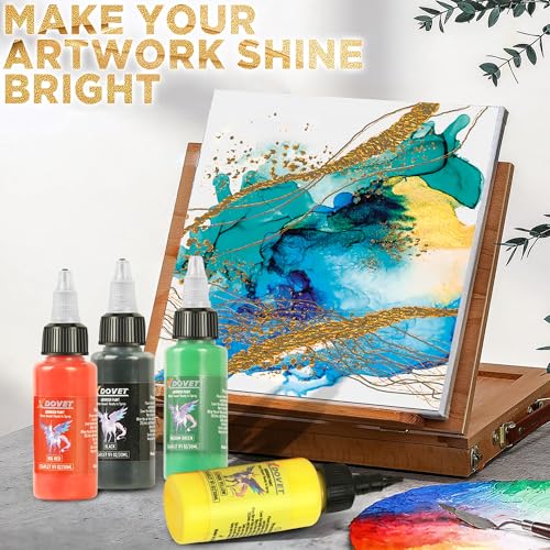 XDOVET Airbrush Paint 28 Colors (30 ml/1 oz) with 2 Thinner - Ready to Spray Opaque Neon Colors Water-Based Premium Acrylic Paint Kit for Beginners, Hobbyists and Artists